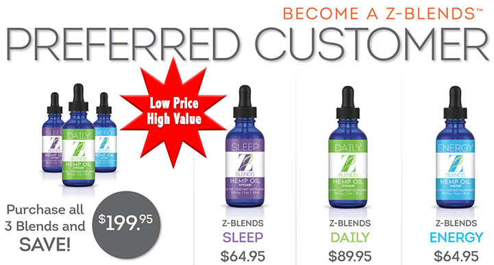 Zurvita ZBlends Hemp Oil CBD prices.